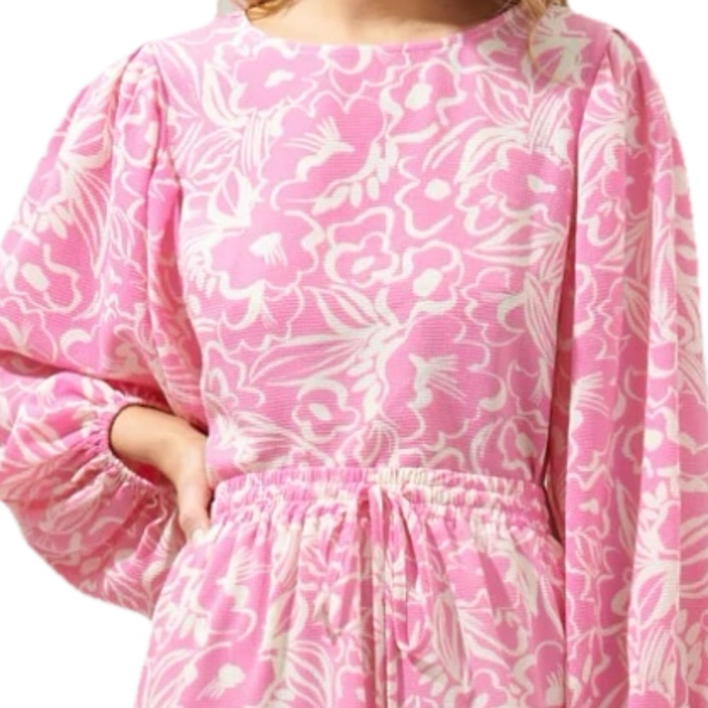 NWOT SUGARLIPS Pink & Ivory Malia Floral Blouse Size Small